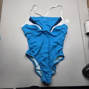 Nike Women One Piece Swimsuit 12 Blue‎ Colorblock Spaghetti